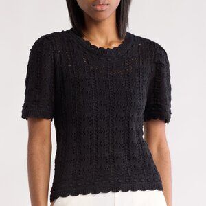 French Connection Open Knit Short Sleeve Top